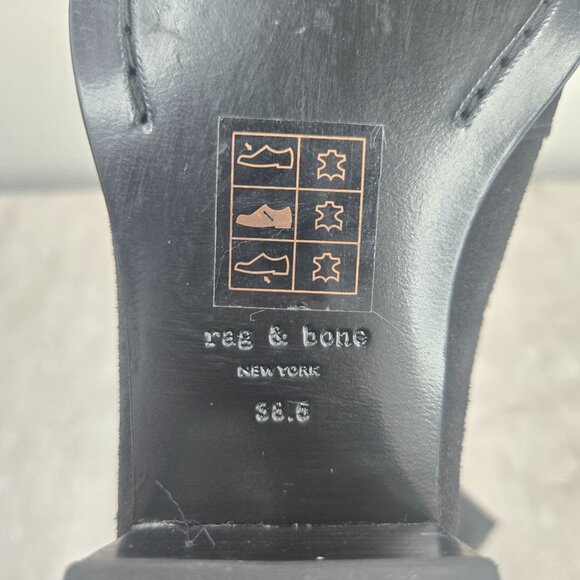 Rag & Bone Moto Boots Size 6.5 Black Suede Biker Block Heel Chelsea Ankle Bootie - Picture 9 of 12